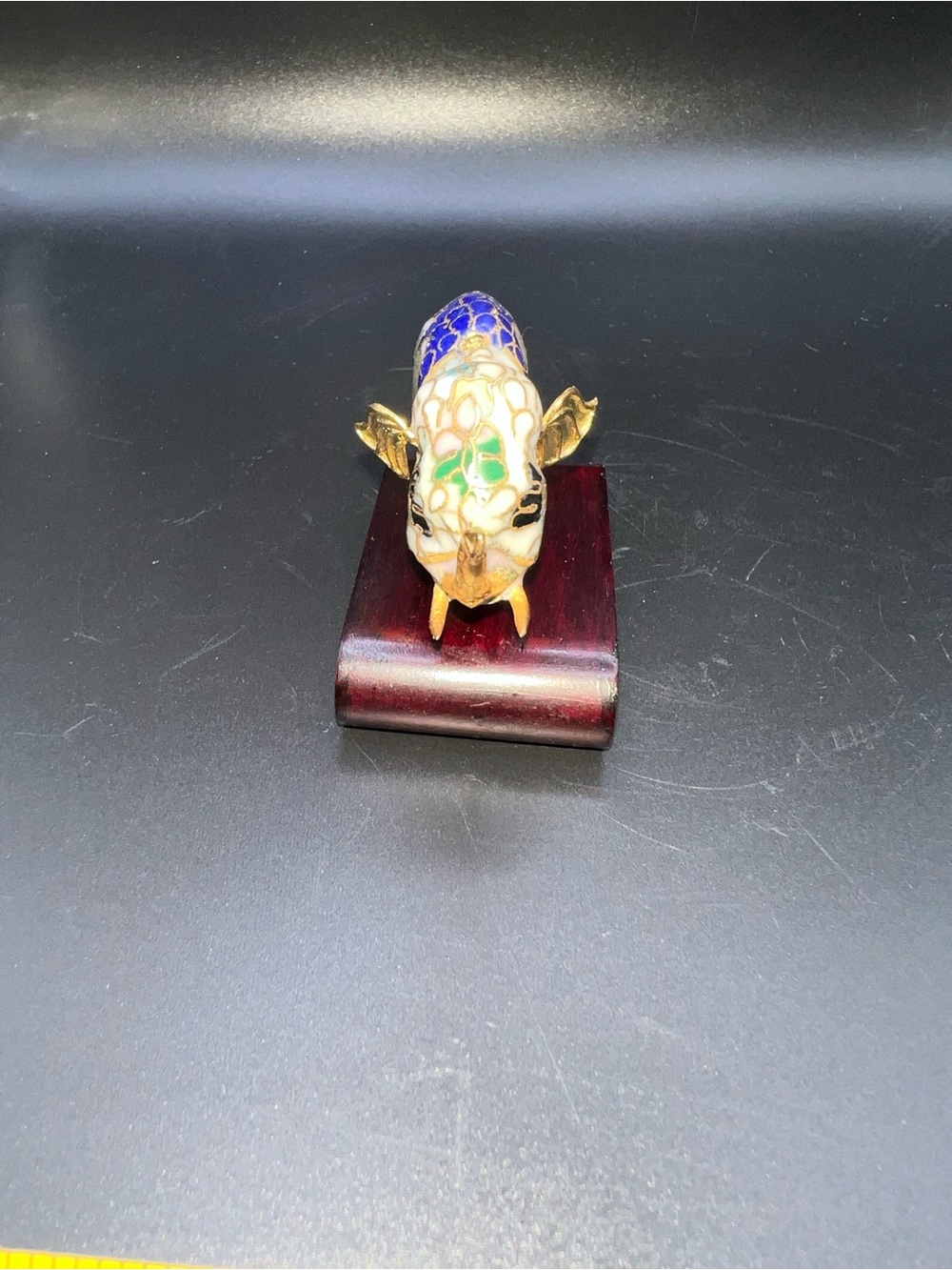 Cloisonné Elephant Figurine - Multicolor Gold Accents - Picture 5 of 7